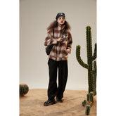 Unisex Jacket Vintage Plaid Loose Stand Collar Jacket Spring and Autumn Coat